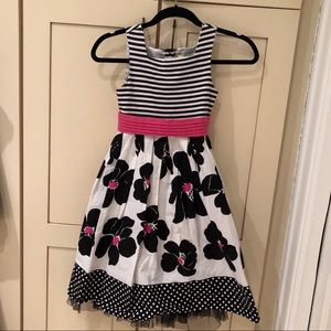 Black & White Sleeveless Dress, “Sweet Heart Rose”